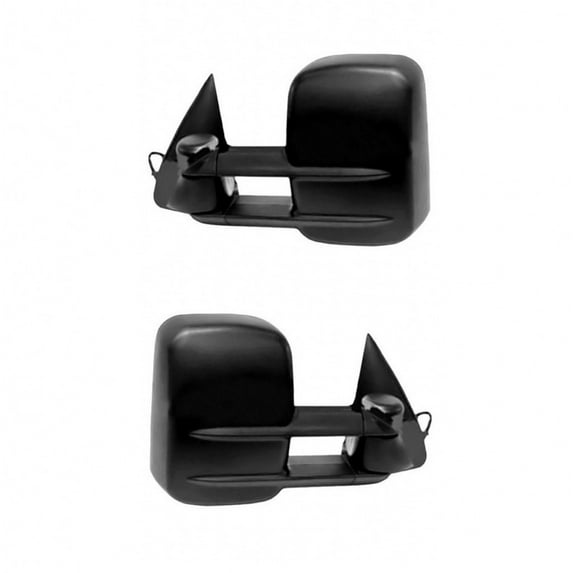 For Chevy Silverado 1500/2500 HD Classic 2007 Towing Mirror Driver and Passenger Side | Pair Outer | Rear View | Power Heated | Textured | w/ Sign On Cover | GM1320355, GM1321355 | 15904034, 15904035