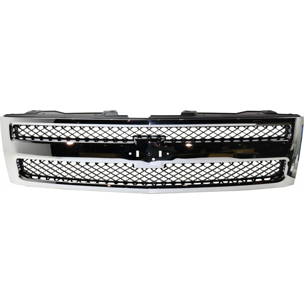 For Chevy Silverado 1500 Grille Assembly 2007-2013 | Plastic | Chrome Shell / Black Insert | Factory Installed | Excludes 2007 Classic Plastic | Textured Black | GM1200572 | 25810707