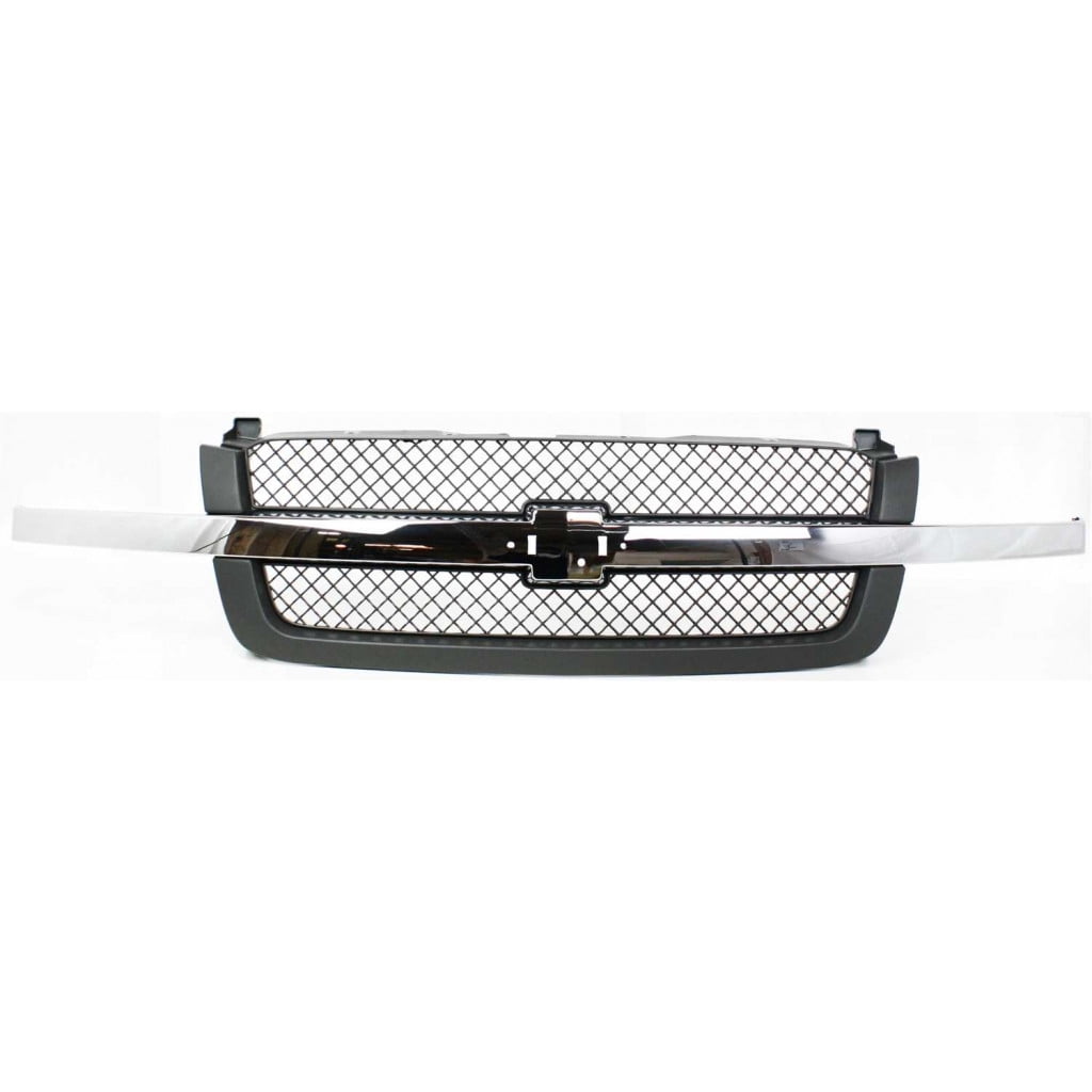 For Chevy Silverado 1500 HD / 2500 HD Classic Grille Assembly 2007 | Mesh | Textured Gray | w/ Chrome Center Bar | w/o Body Cladding | Base/LS/LT | Classic Plastic | GM1200474 | 88968933