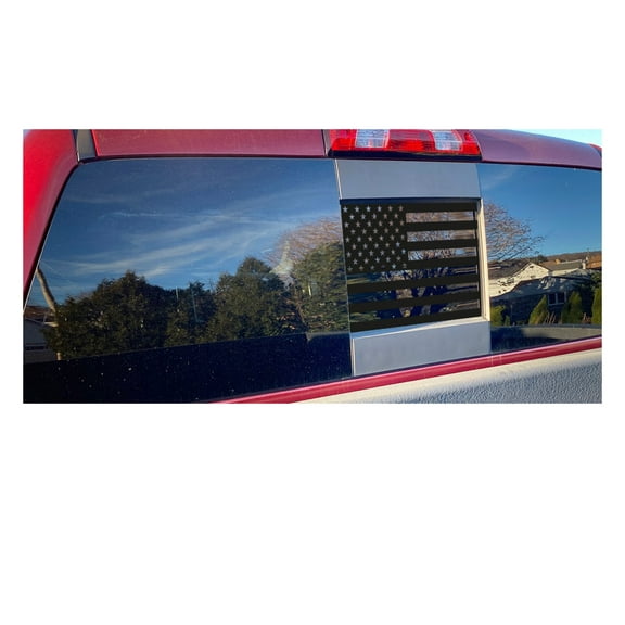 Chevy Silverado 1500 Matte Black Rear Window American Flag Decal 2014-2018
