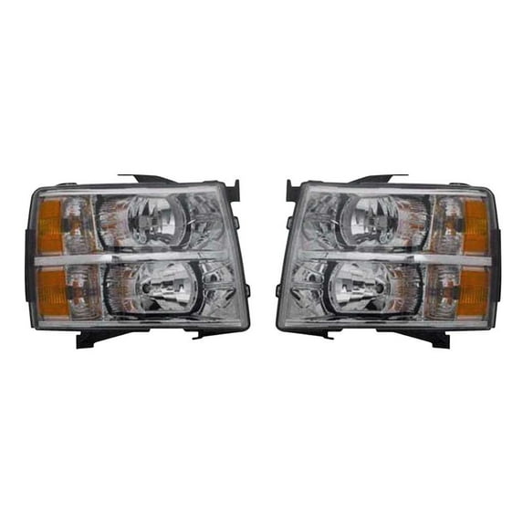 For Chevy Silverado 2500 HD 2007-2014 Headlight Assembly Driver and Passenger Side | Pair | Composite | Hybrid | GM2502280, GM2503280 | 22853027, 22853028