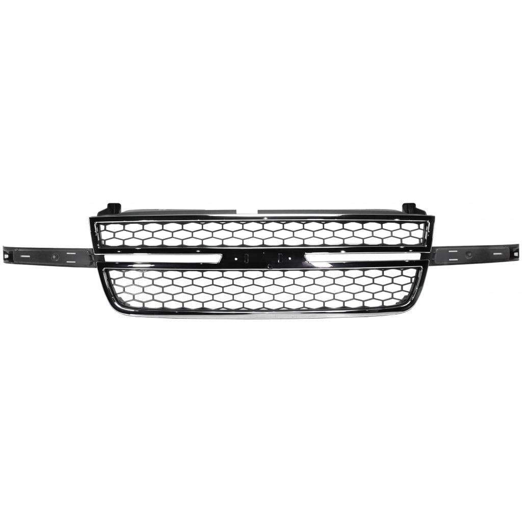 For Chevy Silverado 3500 Classic Grille Assembly 2007 | Honeycomb | Plastic | Chrome Shell / Painted Gray | w/o Center Bar | HD Model | GM1200546 | 12335956