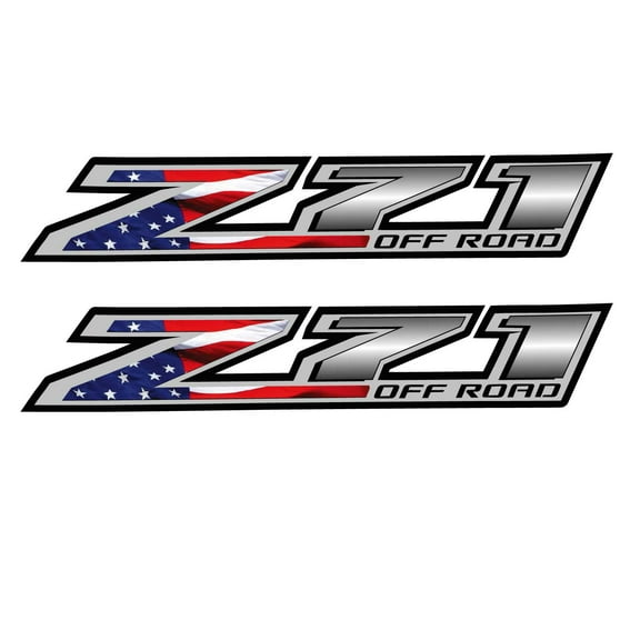 Chevy Silverado American Flag Z71 OFF ROAD Bedside Decals 2014-2018 Set of 2 GM Licensed