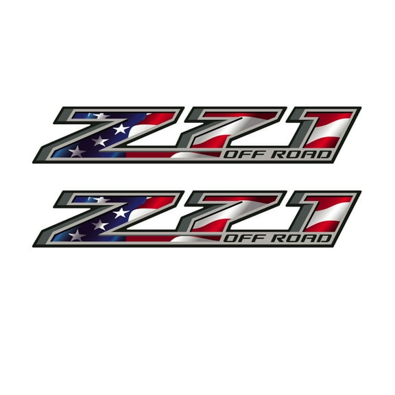 Chevy Silverado American Flag Z71 OFF ROAD Bedside Decals 2014-2018 Set of 2 GM Licensed