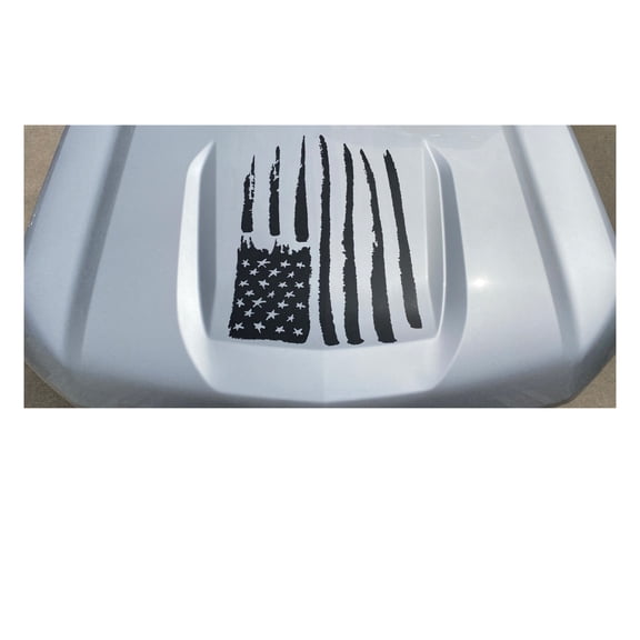 Chevy Silverado Gloss Black Distressed Flag Hood Decal Graphic 2019-2026