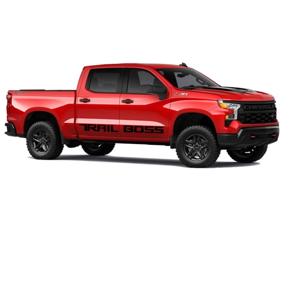 Chevy Silverado Gloss Black TRAIL BOSS Body Side Decals 2019-2026 Set of 2 GM Licensed