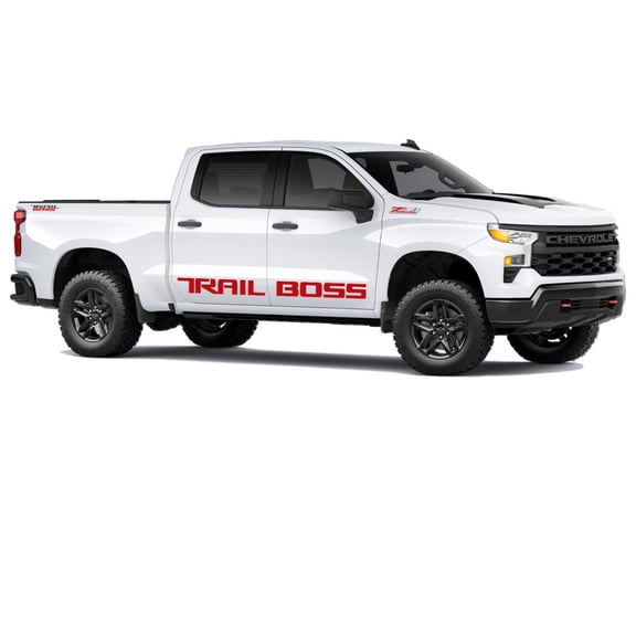 Chevy Silverado Gloss Red TRAIL BOSS Body Side Decals 2019-2026 Set of 2 GM Licensed
