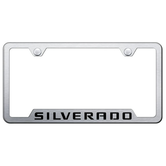 Chevy Silverado Laser Etched Logo Cut-Out License Plate Frame (Chrome)