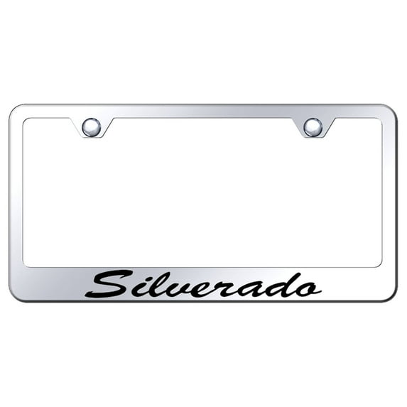 Chevy Silverado Laser Etched Script Stainless Steel License Plate Frame (Silver)