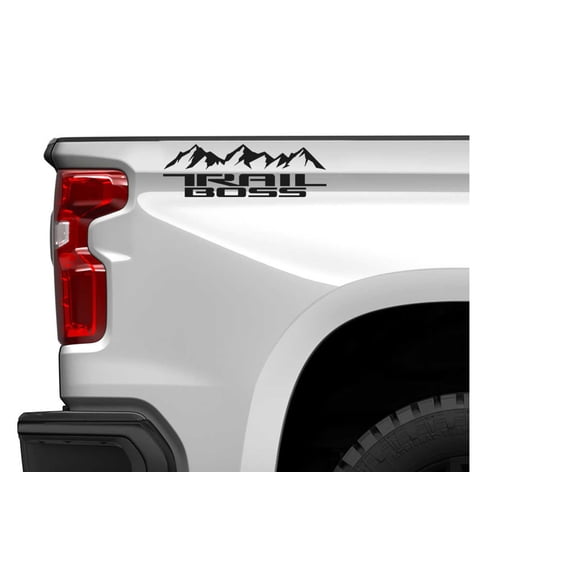Chevy Silverado Matte Black Mountain Trail Boss Bedside Decals 2019-2026 Set of 2 GM Licensed