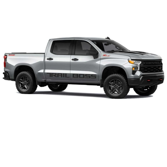 Chevy Silverado Matte Black TRAIL BOSS Body Side Decals 2019-2026 Set of 2 GM Licensed