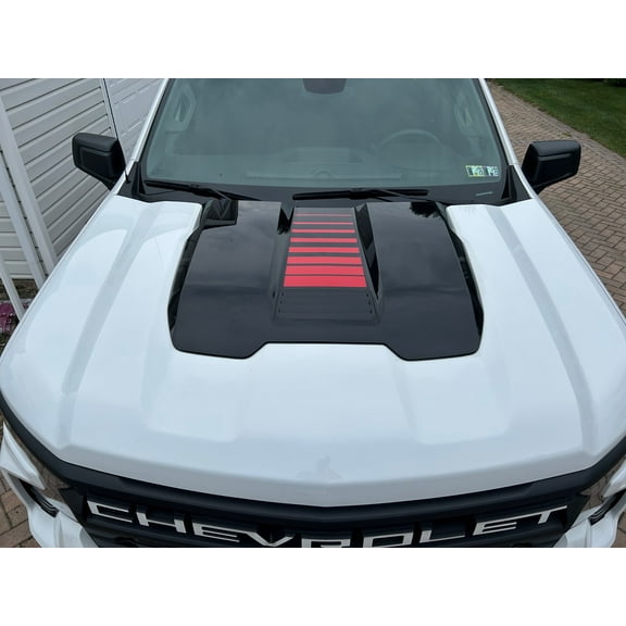 Chevy Silverado Red Fade Stripes Center Hood Scoop Decal 2022-2026