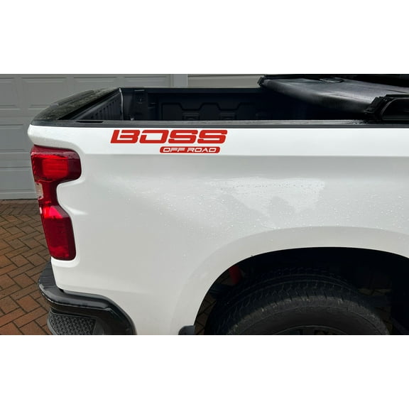 Chevy Silverado Red Trail BOSS OFF ROAD Bedside Decals 2019-2026 Set of 2