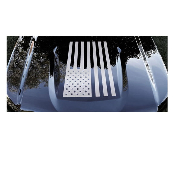 Chevy Silverado Silver American Flag Hood Decal Graphic 2019-2026