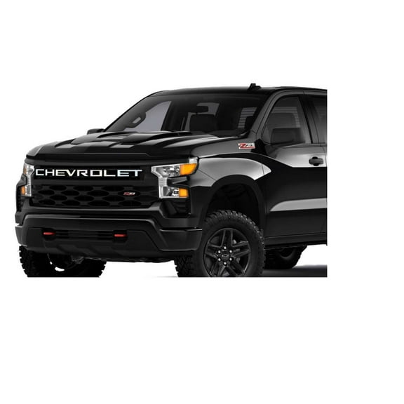 Chevy Silverado White Reflective Trail Boss Grille Lettering Overlay Decal Kit 2022-2025 - GM License