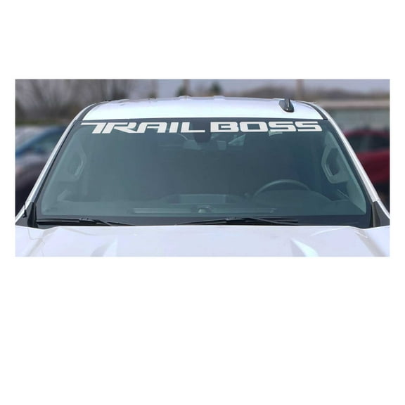 Chevy Silverado White TRAIL BOSS Windshield Banner Decal 2019-2026 GM Licensed