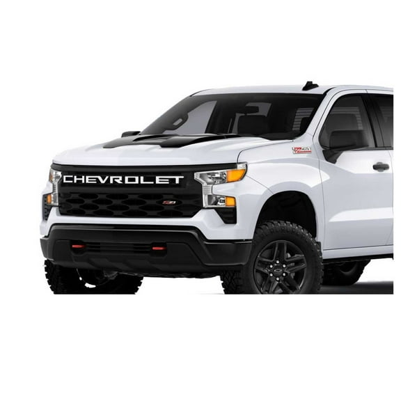 Chevy Silverado White Trail Boss Grille Lettering Overlay Decal Kit 2022-2026 GM Licensed