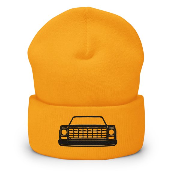 Chevy Squarebody Truck Embroidered Cuffed Beanie Color: Gold