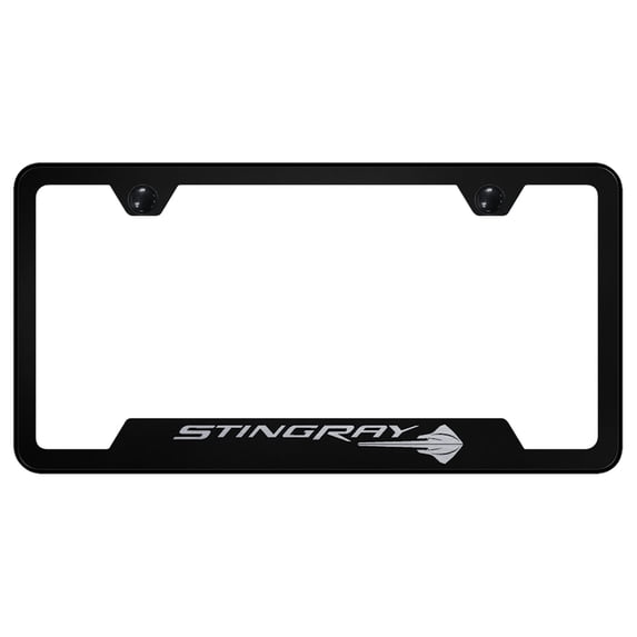 Chevy Stingray Laser Etched Logo Cut-Out License Plate Frame (Black)
