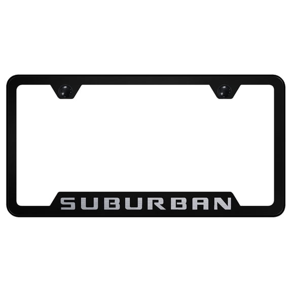 Chevy Suburban Laser Etched Logo Cut-Out License Plate Frame (Black)
