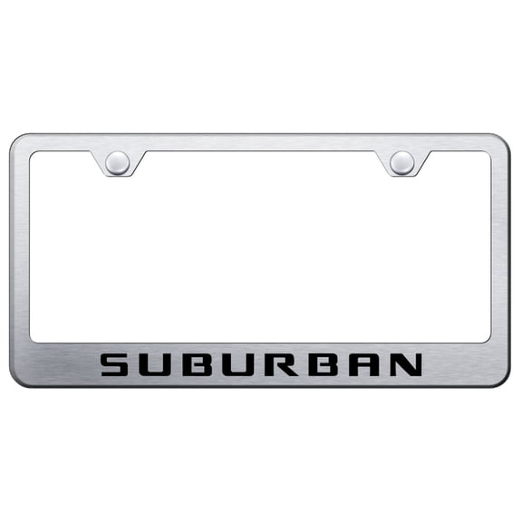 Chevy Suburban Laser Etched Logo Stainless Steel License Plate Frame (Brushed Chrome)
