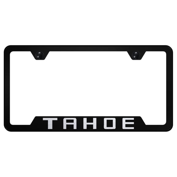 Chevy Tahoe Laser Etched Logo Cut-Out License Plate Frame (Black)