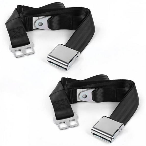 Chevy Truck 1967-1972 Airplane 2 Point Black Lap Bucket Seat Belt Kit - 2 Belts