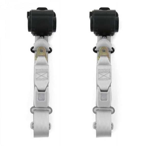 Chevy Truck 1988-1998 Standard 3 Point Gray & Grey Retractable Bucket Seat Belt Kit - 2 Belts
