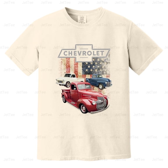 Chevy Truck American Metal American Flag Vintage Retro Pickup Patriot Comfort Color T-Shirt Unisex, up to 4XL