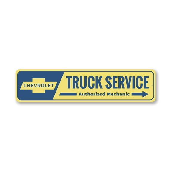Chevy Truck Service Sign, Car Sign, Car-Lover Sign, Man Cave Sign - 4x18 inches