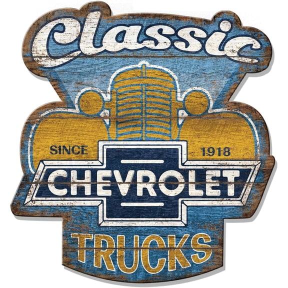 Desperate Enterprises Chevy Trucks MDF Wood Wall Sign 23 x 21 Inch Vintage Chevrolet Truck Decor Multicolor Indoor Rectangle Wall Art
