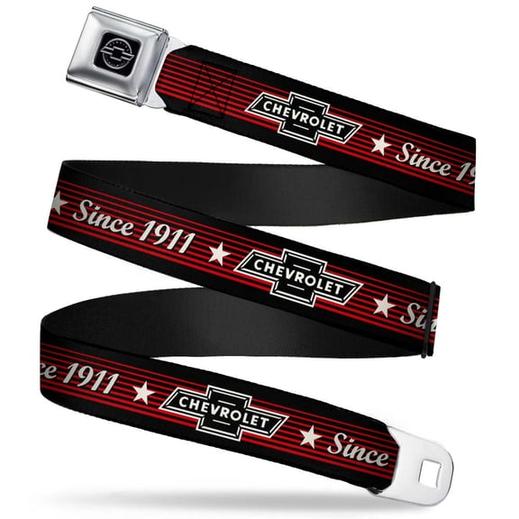 Chevy Vintage Chevrolet Bowtie Since 1911 Stars Stripe Black Red Ivory Seatbelt Belt Standard