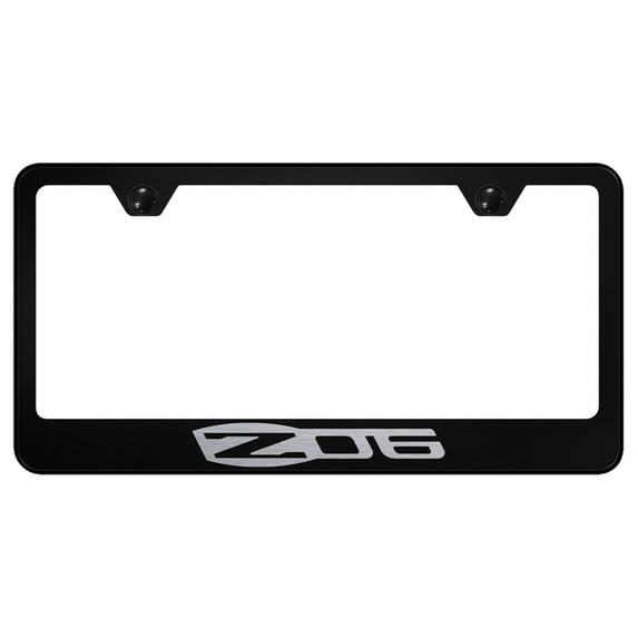 Chevy Z06 Laser Etched Logo Stainless Steel License Plate Frame (Black)