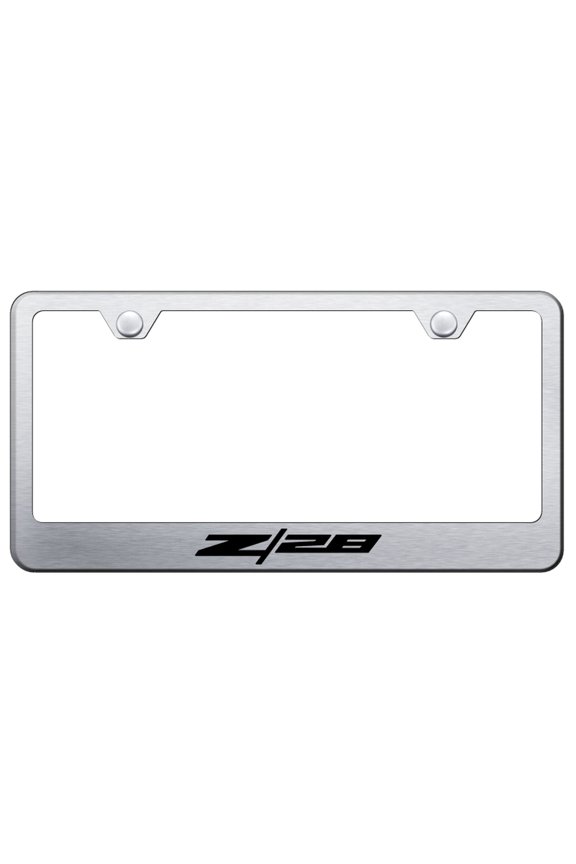 Chevy Z28 Laser Etched Logo Stainless Steel License Plate Frame (Brushed Chrome)