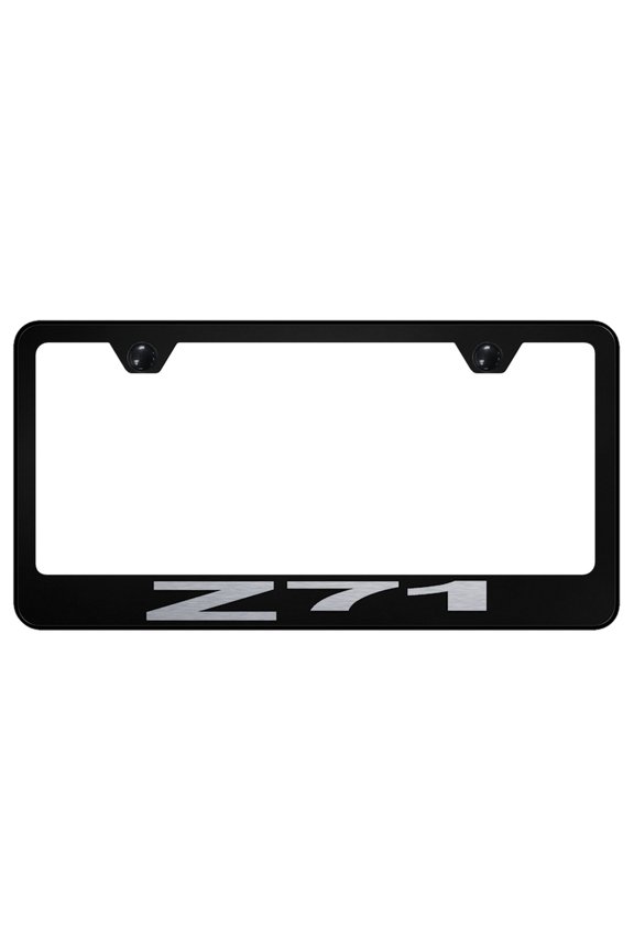 Chevy Z71 Laser Etched Logo Stainless Steel License Plate Frame (Black)