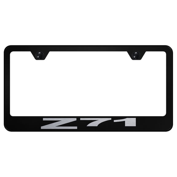 Chevy Z71 Laser Etched Logo Stainless Steel License Plate Frame (Black)