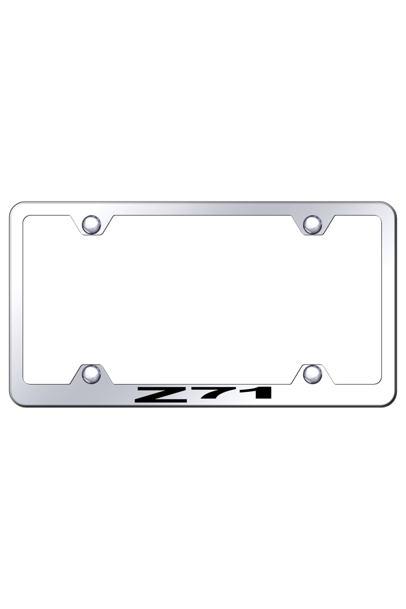 Chevy Z71 Laser Etched Logo Wide Body License Plate Frame (Chrome)