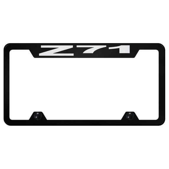 Chevy Z71 Logo Stainless Steel Truck Cut-Out License Plate Frame (Black)