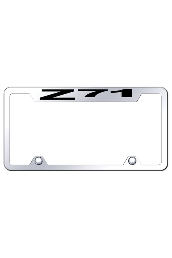 Chevy Z71 Logo Stainless Steel Truck Cut-Out License Plate Frame (Chrome)