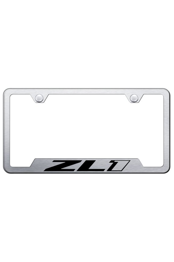 Chevy ZL1 Laser Etched Logo Cut-Out License Plate Frame (Brushed Chrome)
