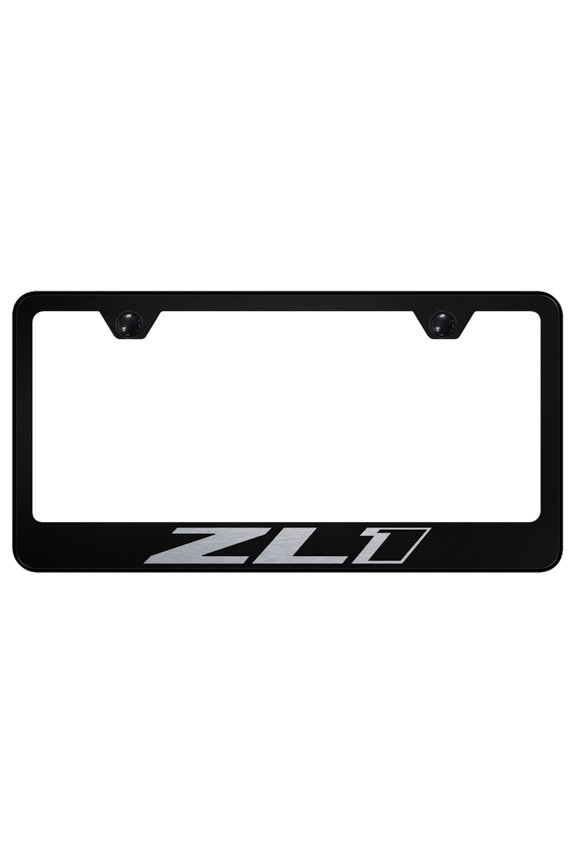 Chevy ZL1 Laser Etched Logo Stainless Steel License Plate Frame (Black)