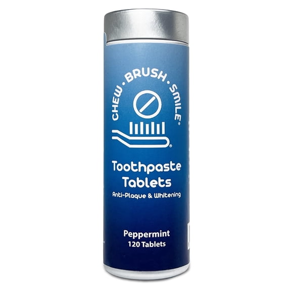 Chew Brush Smile Toothpaste Tablets 120 Count (Peppermint)