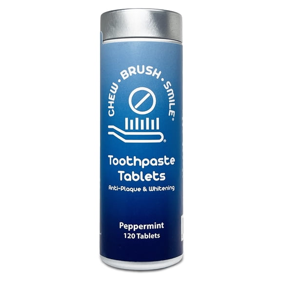 Chew Brush Smile Toothpaste Tablets 120 Count (Peppermint)