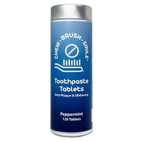 Chew Brush Smile Toothpaste Tablets 120 Count (Peppermint)