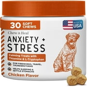 Chew + Heal Dog Anxiety & Stress Relief Vitamin (30 Chews) Calming Support Supplements for Travel, Storms, Fireworks