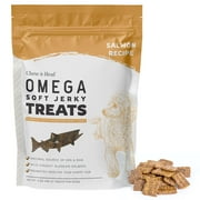 Chew + Heal Omega Salmon Jerky Dog Treats - Soft Salmon Jerky for Skin and Coat - Wild Alaskan Salmon, Flaxseed, Oat Flour, and More
