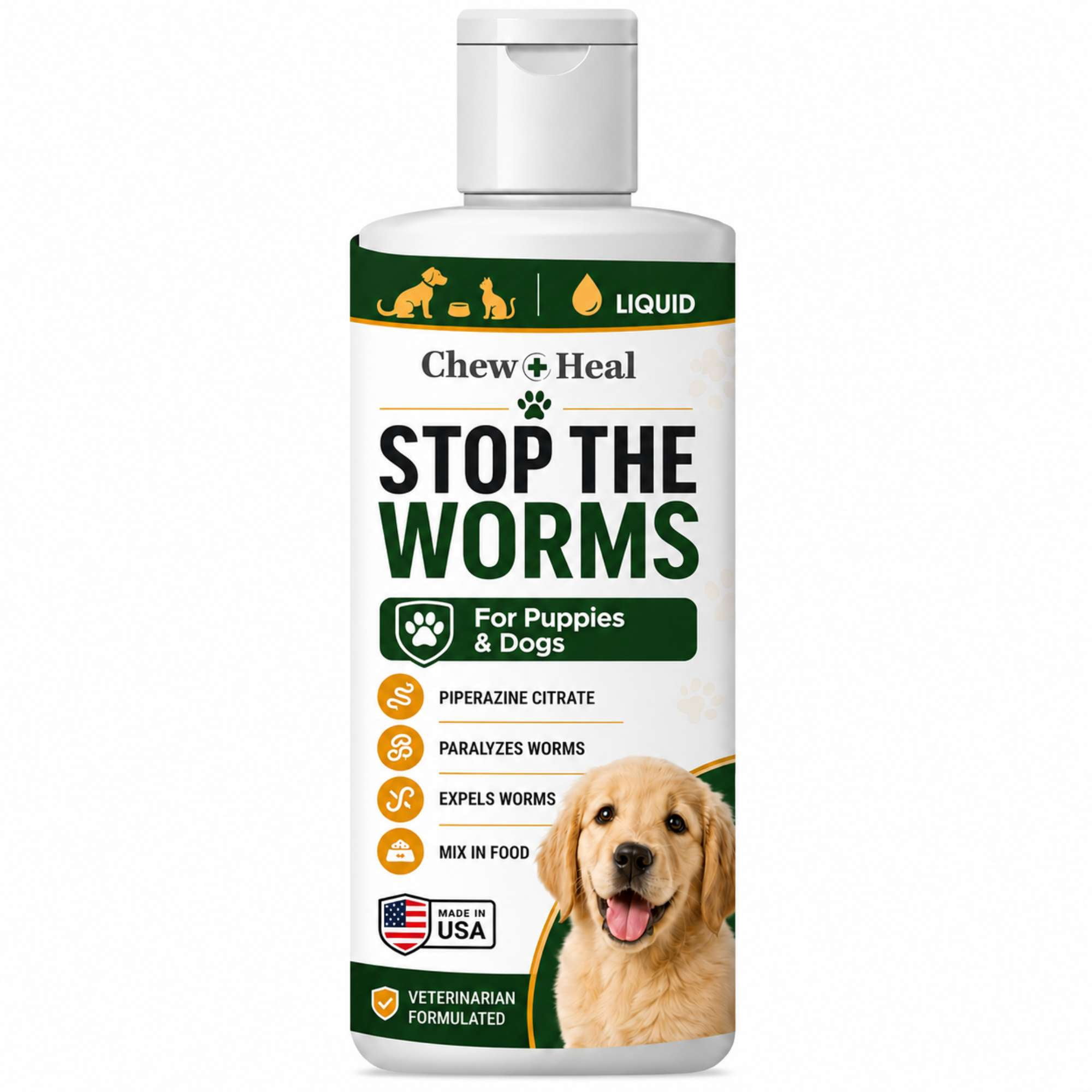 chewing tobacco for worms in dogs Chew + Heal Puppy and Dog Dewormer - 4 oz - Wormer Liquid to Paralyze and Expel Roundworms Dan Tobacco Salty Dogs 50g