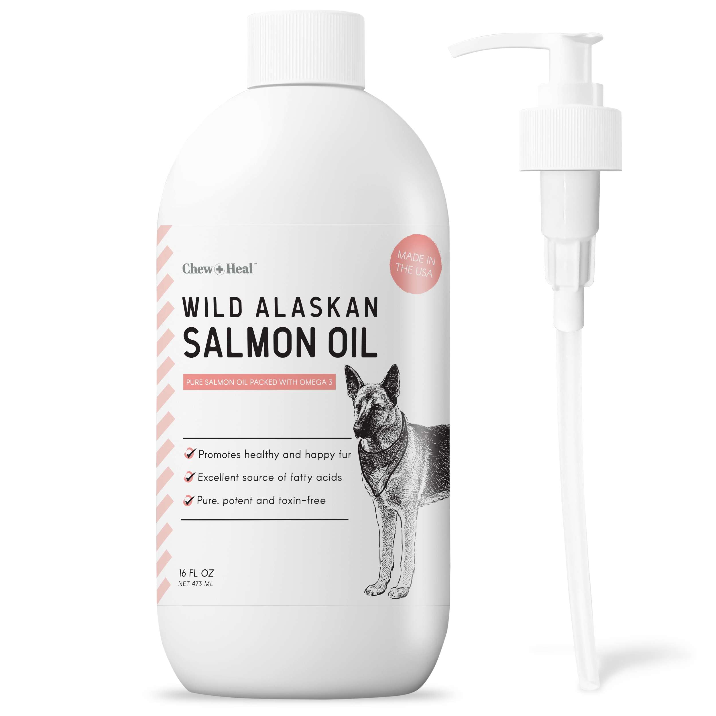  Natural Dog Company Pure Wild Alaskan Salmon Oil for Dogs  (16oz) Skin & Coat Supplement for Dogs, Dog Oil for food with Essential  Fatty Acids, Fish Oil Pump for Dogs