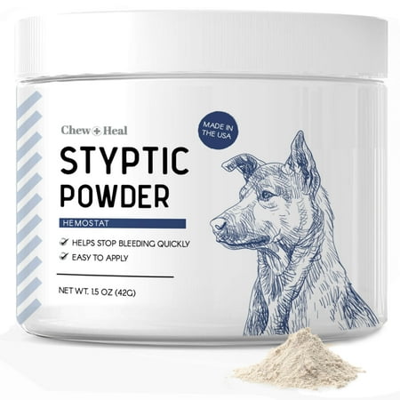 Chew + Heal Styptic Powder for Dogs, Cats, and Other Animals - 1.5 oz - Quick Stop - Blood Stop Powder