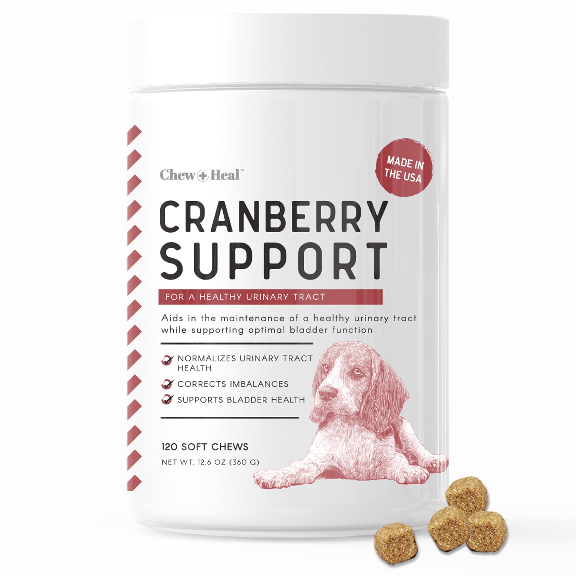 Chew + Heal UTI Treatment Cranberry Chews for Dogs 120 Treats